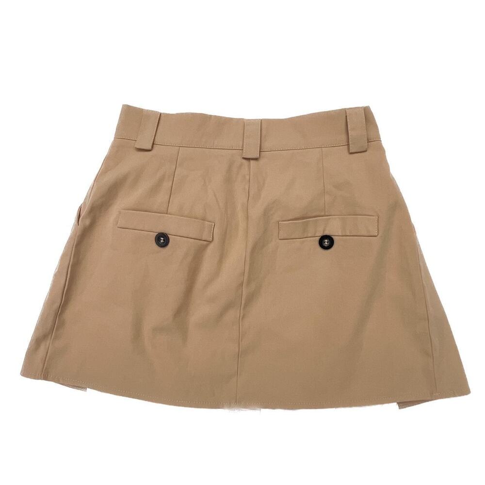 ChaCha Low Rise Micro Bebe Mini Skirt Womens S Khaki Y2K Preppy Minimalist NWOT - Picture 5 of 6